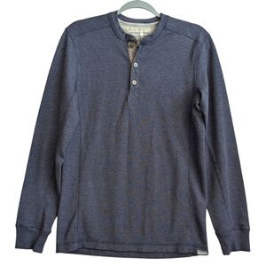 Men’s Eddie Bauer Blue Thermal Henley Long Sleeve Shirt Size Small Waffle Knit